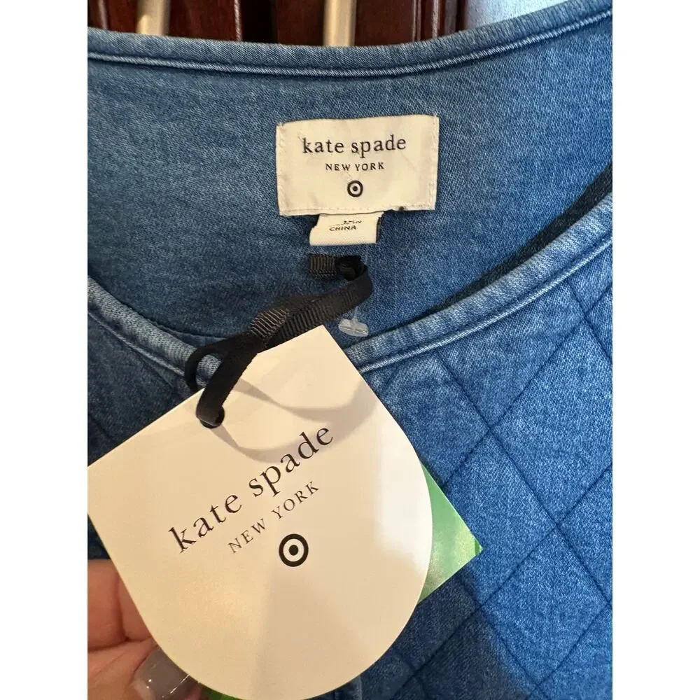 Kate Spade x Target Quilted Denim Jacket w Pearl Buttons Size 1X NWT - Picture 13 of 14